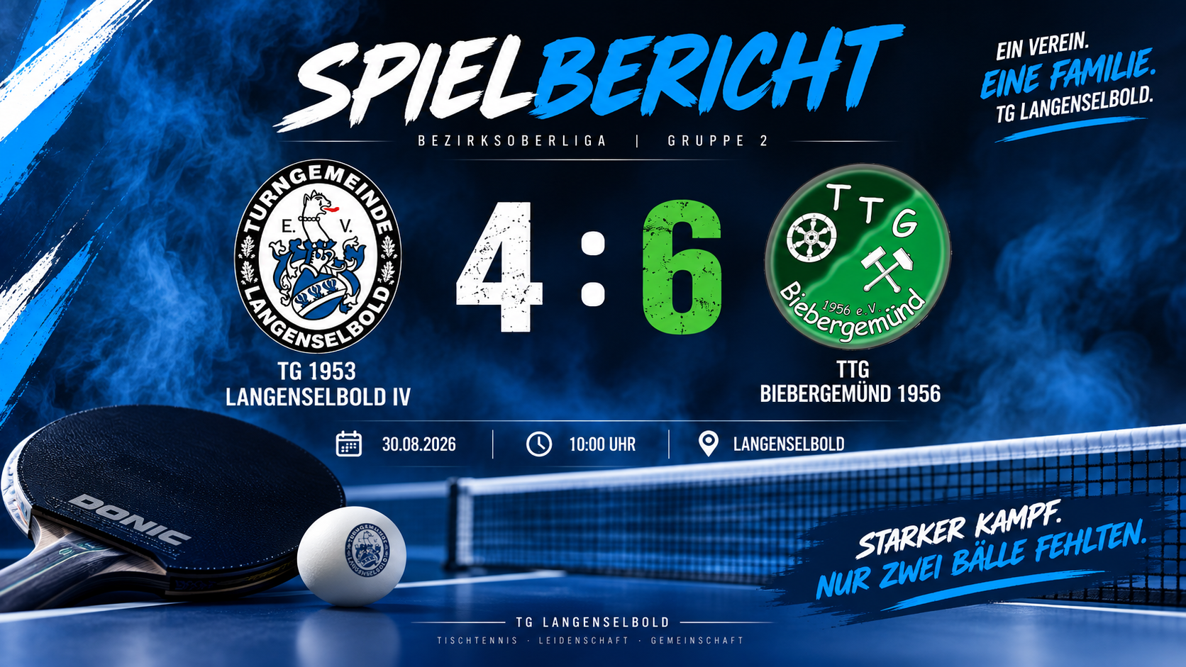 Nur zwei Bälle fehlen zum Punktgewinn: Langenselbold IV verliert Krimi gegen Biebergemünd 4:6