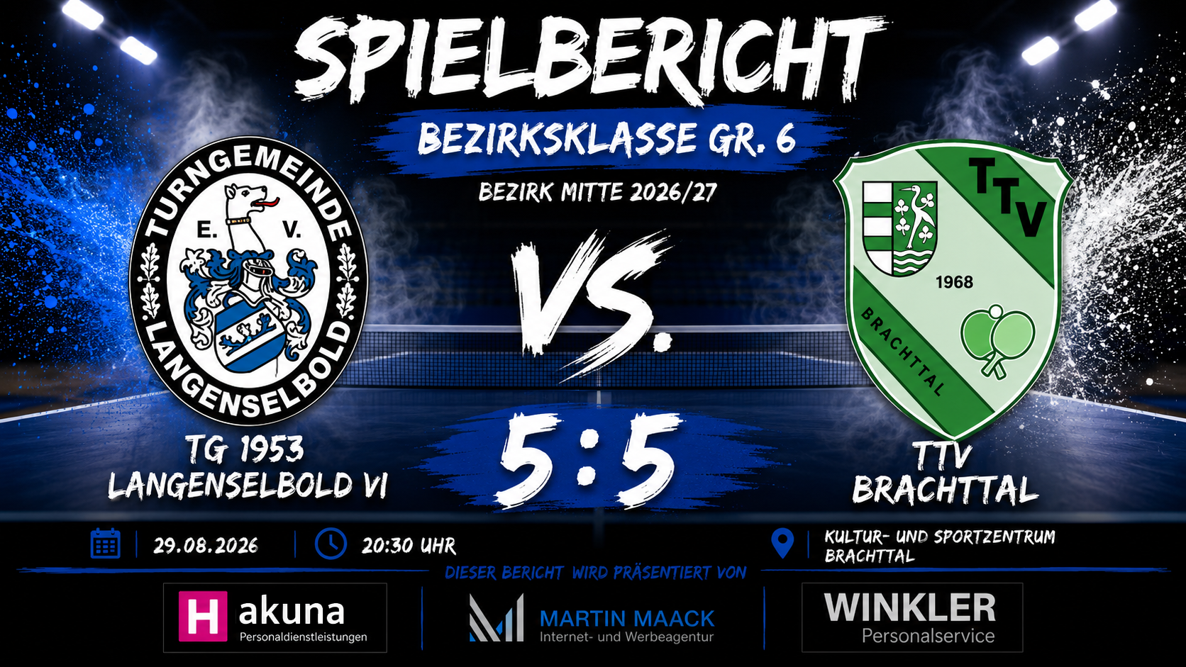Starke Moral nach 0:3-Rückstand: TG Langenselbold VI erkämpft 5:5 in Brachttal
