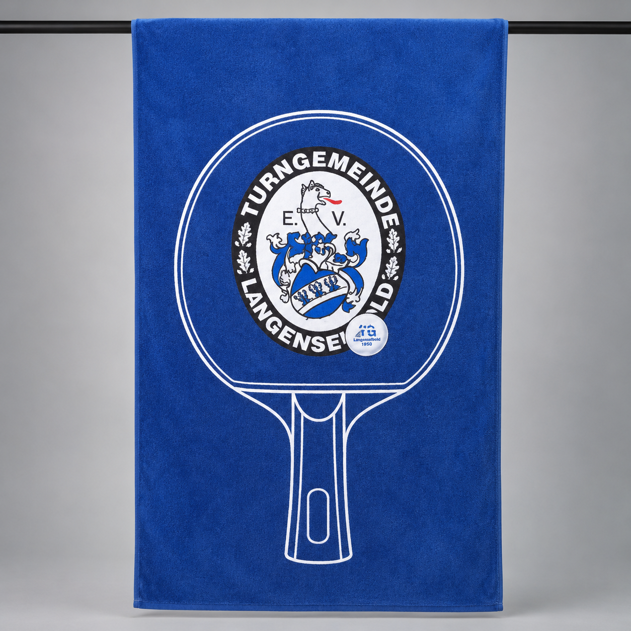 TG Langenselbold Handtuch Tischtennis | Velours Blau mit Vereinswappen