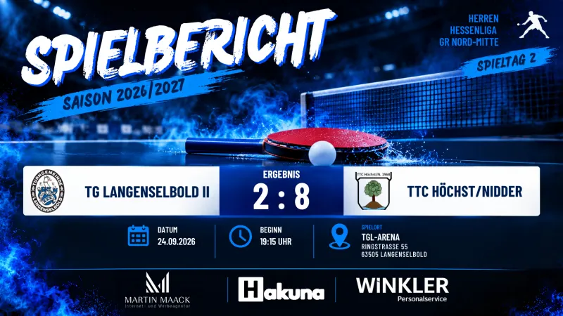 Bitterer Abend gegen starken Gegner: TG Langenselbold II unterliegt Höchst/Nidder mit 2:8