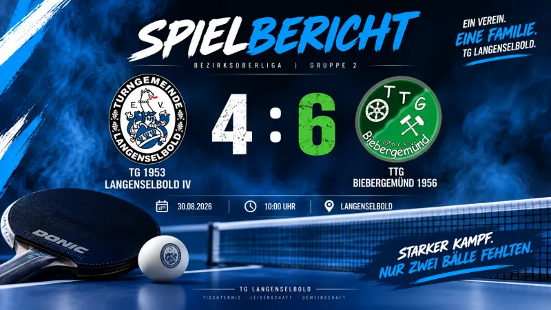 Nur zwei Bälle fehlen zum Punktgewinn: Langenselbold IV verliert Krimi gegen Biebergemünd 4:6