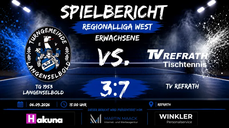 Starker Kampf zum Regionalliga-Auftakt: TG Langenselbold unterliegt 3:7 in Refrath