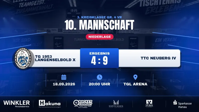 Heimniederlage gegen Neuberg: TGL X unterliegt deutlich mit 4:9