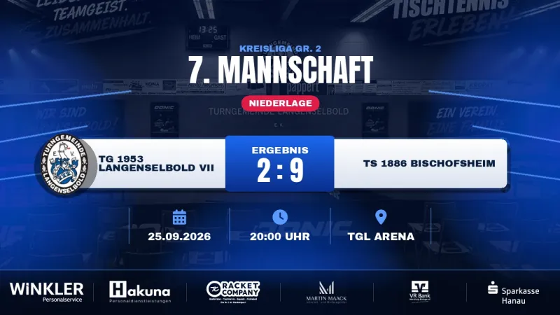 Drei Doppel, zwei Einzelpunkte: TG Langenselbold VII unterliegt Bischofsheim mit 2:9