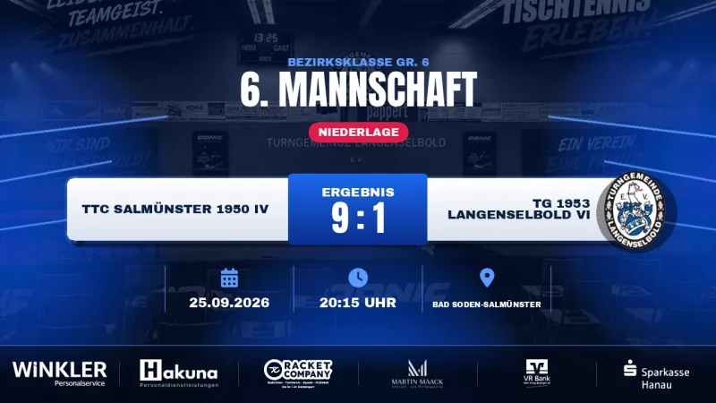 Unter dem Strich 1:9: TG Langenselbold VI kämpft in Salmünster ohne Belohnung
