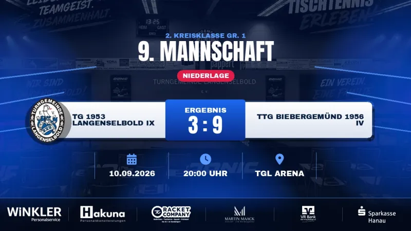 Licht am Ende des Abends: TG Langenselbold IX unterliegt Biebergemünd IV mit 3:9