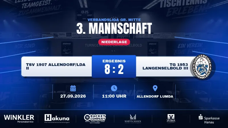 Keine Chance auswärts: TG Langenselbold III unterliegt Allendorf II mit 2:8