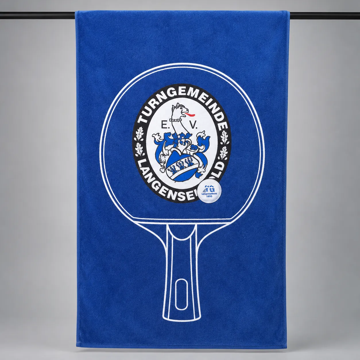 TG Langenselbold Handtuch Tischtennis | Velours Blau mit Vereinswappen