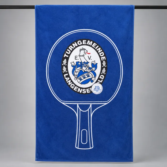 TG Langenselbold Handtuch Tischtennis | Velours Blau mit Vereinswappen