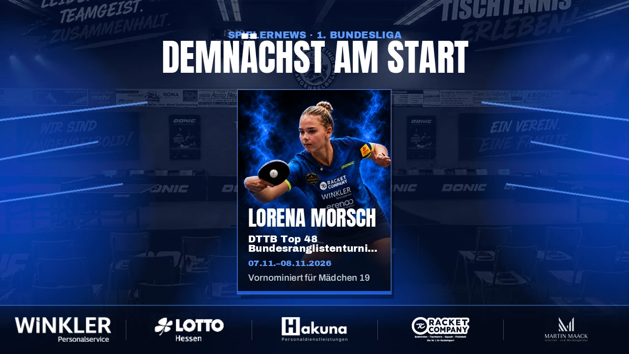 Lorena Morsch vornominiert für das DTTB Top 48 Bundesranglistenturnier Jugend 19 2026